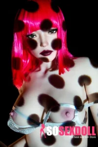 157cm 5ft2 Silicone Dotted Light Shadow Pink Hair Perky Chests Sex Doll