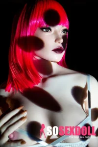 157cm 5ft2 Silicone Dotted Light Shadow Pink Hair Perky Chests Sex Doll