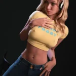 157cm 5ft2 TPE Perky Chest Curvy Figure Blonde Sex Doll AB16 Head