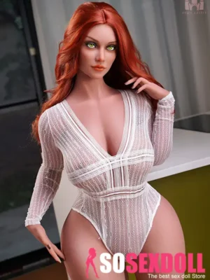 157cm 5ft2 TPE Red Hair Voluptuous Toned Figure Sex Doll #DC04 Head