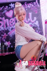 158cm 5ft2 Pink Bun Head Beautiful Sex Dolls Game Lady Dolls Life Sized Sex Dolls