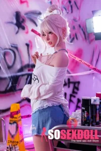 158cm 5ft2 Pink Bun Head Beautiful Sex Dolls Game Lady Dolls Life Sized Sex Dolls