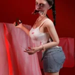 158cm 5ft2 Silicone D Cup Chest Slim Waist Braided Hair Sex Doll#SZ1 Head