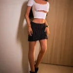 158cm 5ft2 TPE Small Breast Black Hair Sex Doll #194 Head in White Skirt