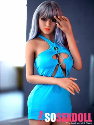 158cm 5ft2 TPE Blue Dress Chubby Chests Sex Doll In Stock(US Only)