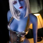 158cm 5ft2 TPE Blue Skin Elf Eared Silver Hair Sex Doll 4 Head Fantasy Style