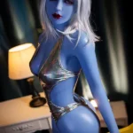 158cm 5ft2 TPE Blue Skin Elf Eared Silver Hair Sex Doll 4 Head Fantasy Style