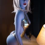 158cm 5ft2 TPE Blue Skin Elf Eared Silver Hair Sex Doll 4 Head Fantasy Style