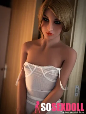 158cm 5ft2 TPE Flat Bust Curvy Body Black Hair Sex Doll With Sexy Lace Dress
