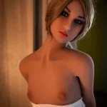 158cm 5ft2 TPE Flat Bust Slim Body Black Hair Sex Doll #13 Head with Sexy Lace Dress