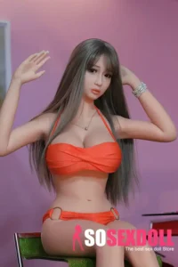 158cm 5ft2 TPE Long Hair Red Dress Sex Doll