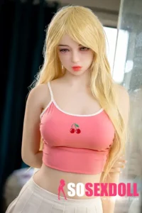 158cm 5ft2 TPE Busty Sculpted Body Blonde Hair Sex Doll #72 Head in Pink Top