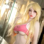158cm 5ft2 TPE Busty Sculpted Body Blonde Hair Sex Doll #72 Head in Pink Top