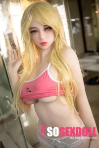 158cm 5ft2 TPE Plump Chest Sculpted Body Blonde Hair Sex Doll 72 Head In Pink Top