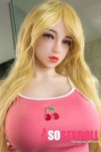 158cm 5ft2 TPE Busty Sculpted Body Blonde Hair Sex Doll #72 Head in Pink Top