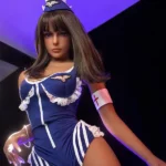 158cm 5ft2 TPE Round Bosom Black Hair Sex Doll 40 Head In Nurse Uniform