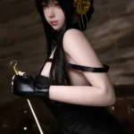 158cm 5ft2 TPE Slender Black Hair Anime Style Sex Doll with Floral Ornament
