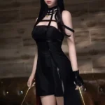 158cm 5ft2 TPE Slender Black Hair Anime Style Sex Doll with Floral Ornament