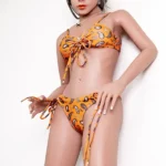 158cm 5ft2 TPE Small Chest Toned Figure Sex Doll 80 Head in Yellow Bikini
