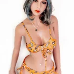 158cm 5ft2 TPE Small Chest Toned Figure Sex Doll 80 Head in Yellow Bikini