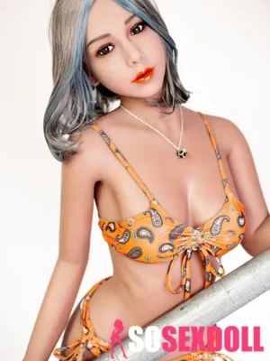 158cm 5ft2 TPE Small Chest Toned Figure Sex Doll 80 Head in Yellow Bikini