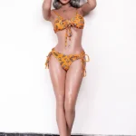 158cm 5ft2 TPE Small Chest Toned Figure Sex Doll 80 Head in Yellow Bikini