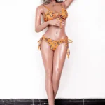 158cm 5ft2 TPE Small Chest Toned Figure Sex Doll 80 Head in Yellow Bikini