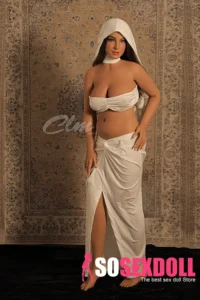 159cm 5ft2 Silicone White Headscarf Sexy Suit Sex Doll With A Seductive Gaze