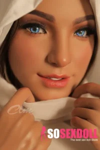 159cm 5ft2 Silicone White Headscarf Sexy Suit Sex Doll With A Seductive Gaze