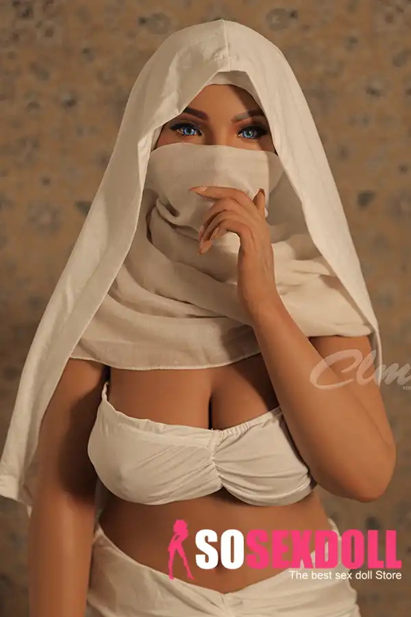 159cm 5ft2 Silicone White Headscarf Sexy Suit Sex Doll With A Seductive Gaze