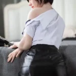 160cm 5ft2 Black Leather Bodycon Skirt Sex Dolls Love Dolls Cheap Sex Toys