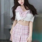 160cm 5ft2 Brown Hair Pink Plaid Skirt Sex Dolls High Quality Sex Dolls
