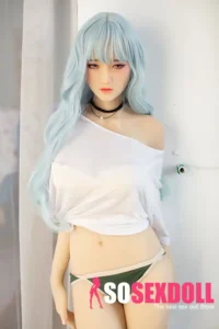 160cm 5ft2 Light Blue Long Curly Hair Sex Dolls D Cup In Stock (US Only)