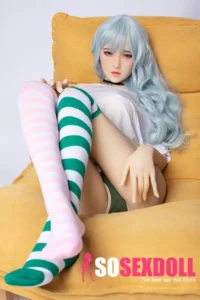 160cm 5ft2 Light Blue Long Curly Hair Sex Dolls D Cup In Stock (US Only)