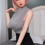 160cm 5ft2 Pink Hair Black Skirt Sex Dolls Full Body Silicone Sex Dolls