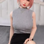 160cm 5ft2 Pink Hair Black Skirt Sex Dolls Full Body Silicone Sex Dolls
