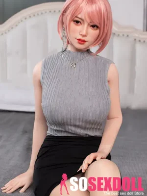 160cm 5ft2 Pink Hair Black Skirt Sex Dolls Full Body Silicone Sex Dolls