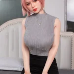 160cm 5ft2 Pink Hair Black Skirt Sex Dolls Full Body Silicone Sex Dolls