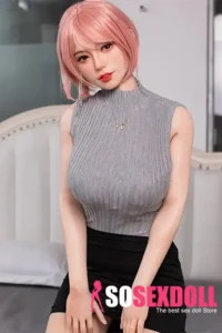 160cm 5ft2 Pink Hair Black Skirt Sex Dolls Full Body Silicone Sex Dolls