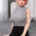 160cm 5ft2 Pink Hair Black Skirt Sex Dolls Full Body Silicone Sex Dolls