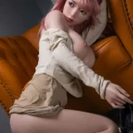 160cm 5ft2 Pink Straight Hair Slim Sex Dolls Fantasy Sex Dolls Silicone Sex Toys