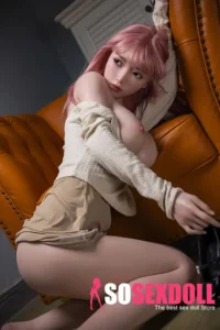 160cm 5ft2 Pink Straight Hair Slim Sex Dolls Fantasy Sex Dolls Silicone Sex Toys