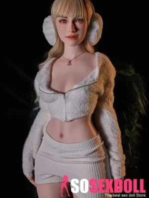 160cm 5ft2 Silicone A Cup Petite Chests Blonde Curls Sex Doll