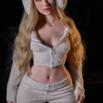 160cm 5ft2 Silicone A Cup Petite Chests Blonde Curls Sex Doll