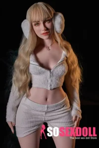 160cm 5ft2 Silicone A Cup Petite Chests Blonde Curls Sex Doll
