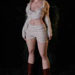 160cm 5ft2 Silicone A Cup Petite Chests Blonde Curls Sex Doll