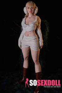 160cm 5ft2 Silicone A Cup Petite Chests Blonde Curls Sex Doll