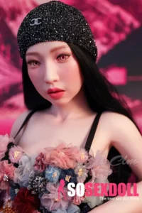 160cm 5ft2 Silicone A Cup Small Chests Black Hair Sex Doll
