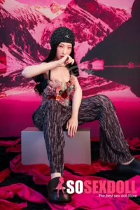 160cm 5ft2 Silicone A Cup Small Chests Black Hair Sex Doll