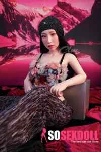 160cm 5ft2 Silicone A Cup Small Chests Black Hair Sex Doll